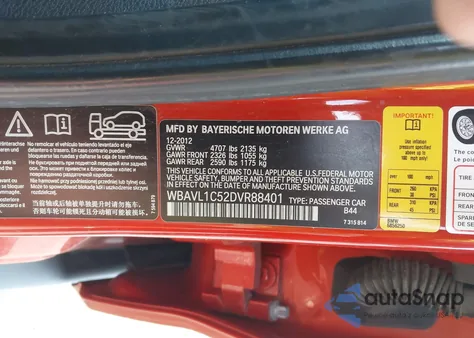 2013 BMW X1 xDrive28I z USA, uszkodzony, nr VIN WBAVL1C52DVR88401